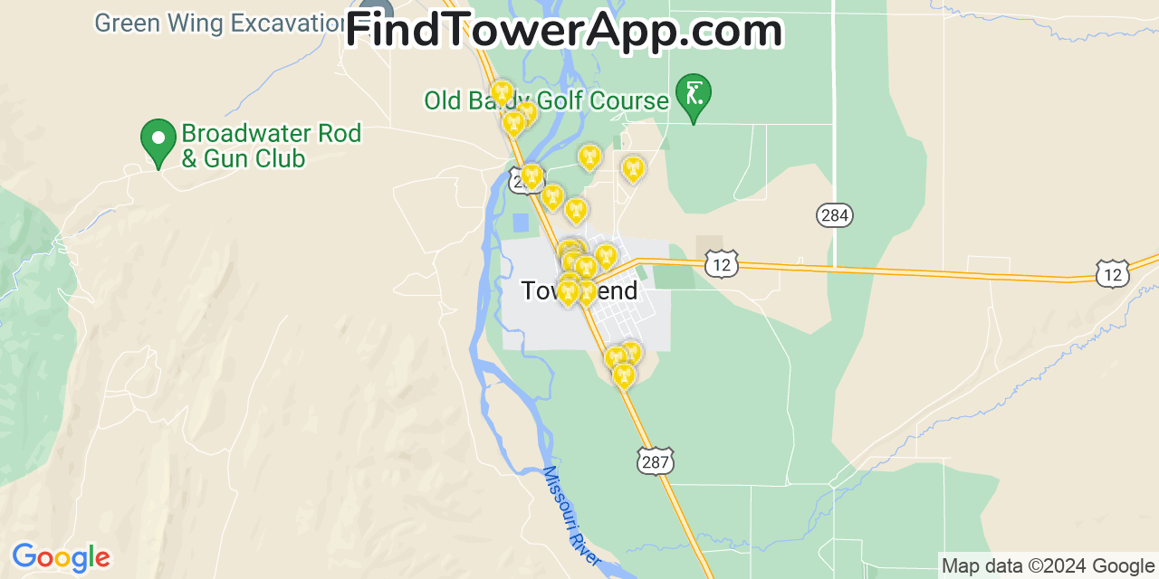 T-Mobile 4G/5G cell tower coverage map Townsend, Montana