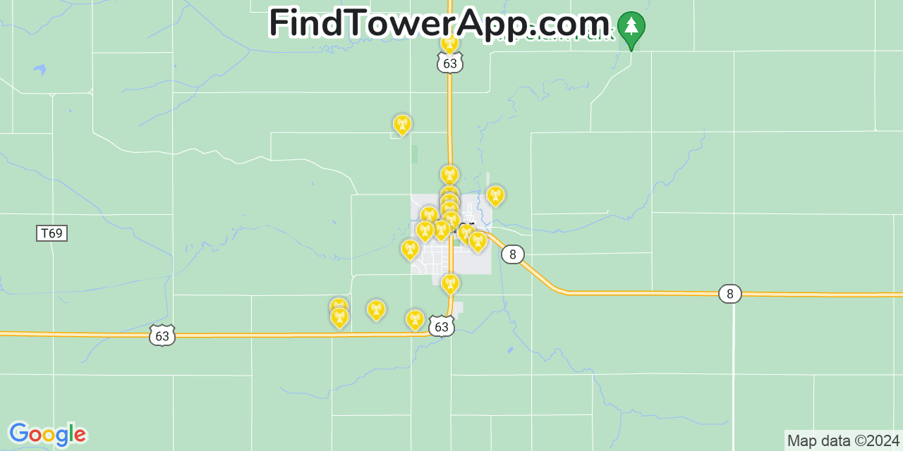 AT&T 4G/5G cell tower coverage map Traer, Iowa