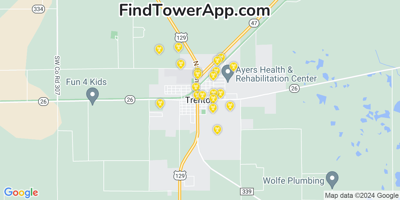 Verizon 4G/5G cell tower coverage map Trenton, Florida