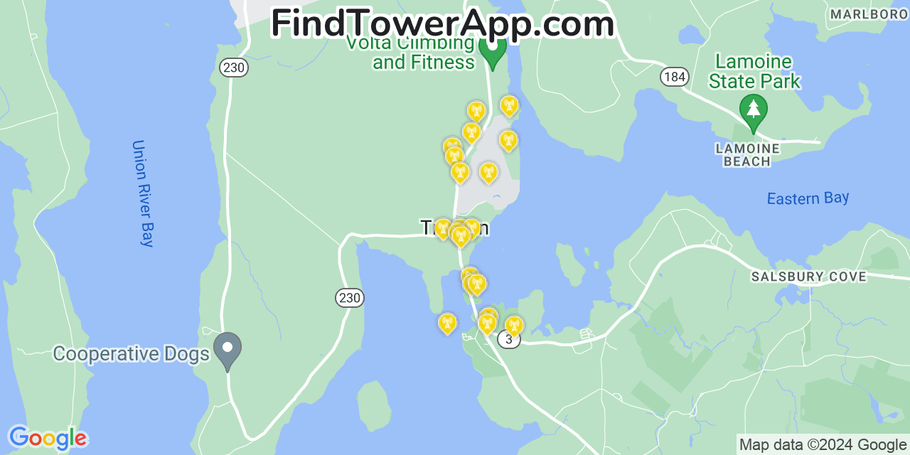 AT&T 4G/5G cell tower coverage map Trenton, Maine