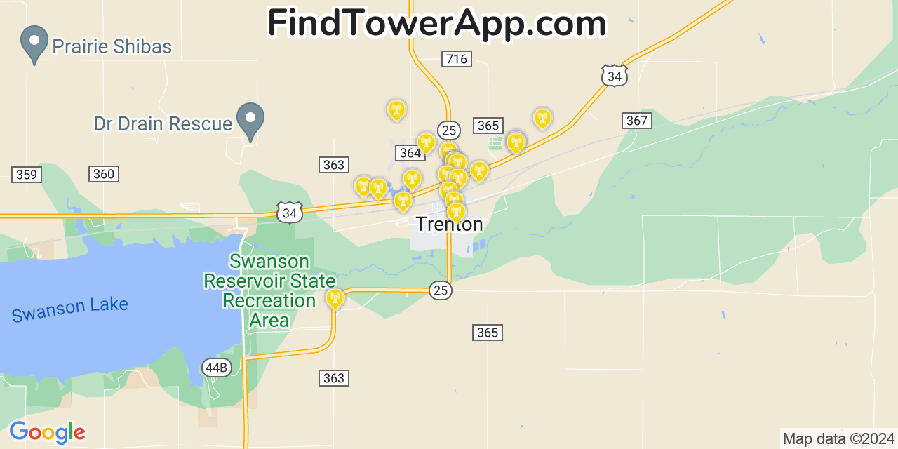 AT&T 4G/5G cell tower coverage map Trenton, Nebraska