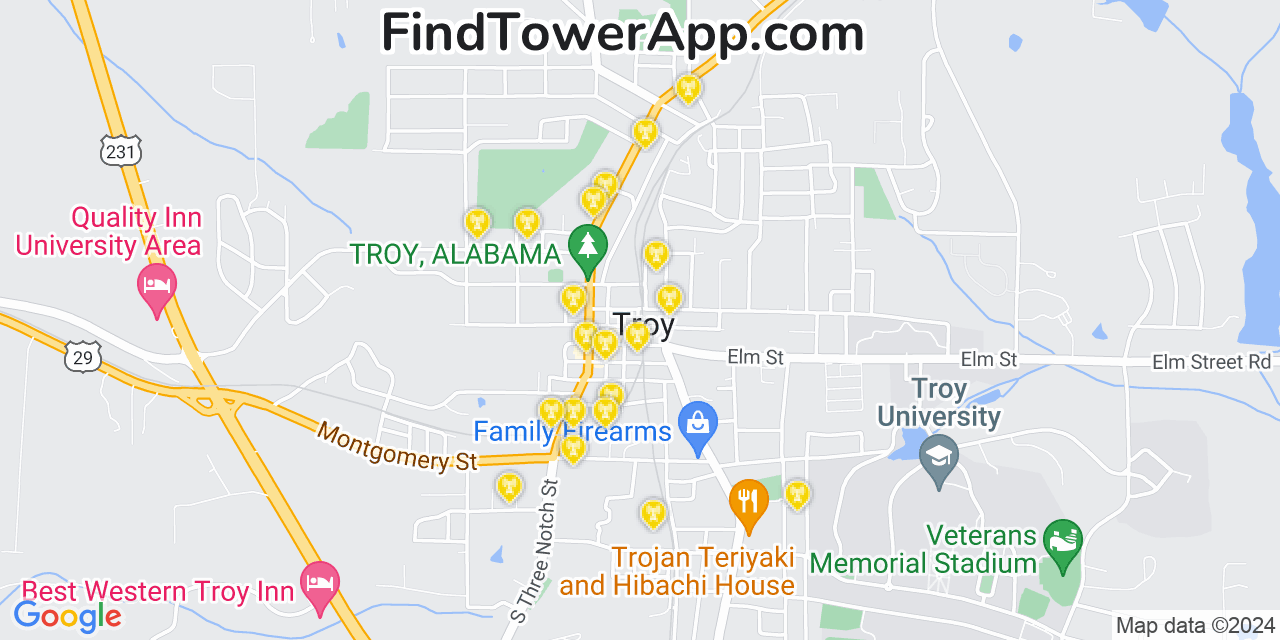 T-Mobile 4G/5G cell tower coverage map Troy, Alabama