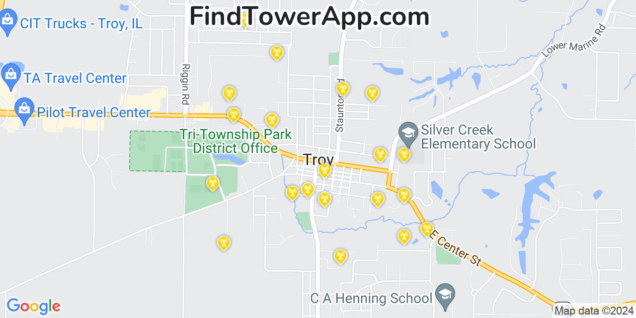 AT&T 4G/5G cell tower coverage map Troy, Illinois