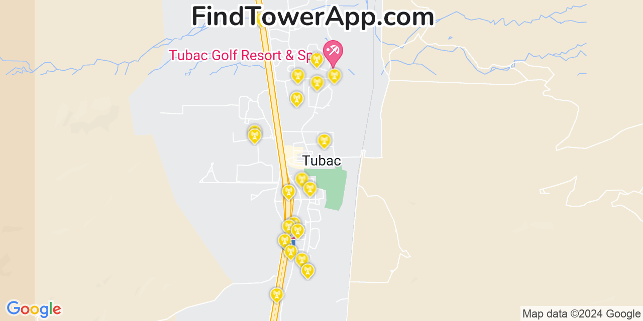 Verizon 4G/5G cell tower coverage map Tubac, Arizona