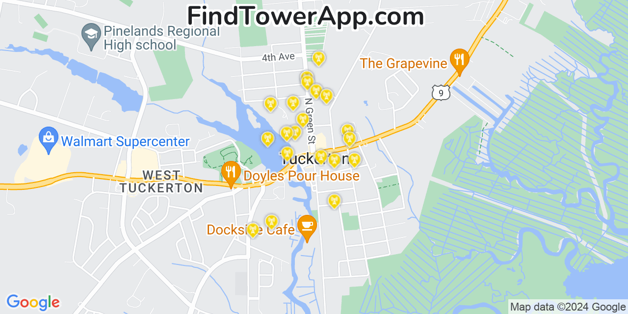 AT&T 4G/5G cell tower coverage map Tuckerton, New Jersey