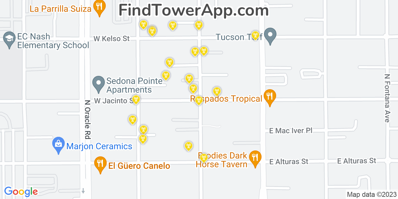 AT&T 4G/5G cell tower coverage map Tucson, Arizona