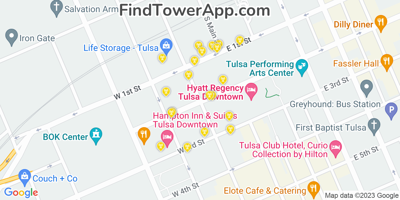AT&T 4G/5G cell tower coverage map Tulsa, Oklahoma