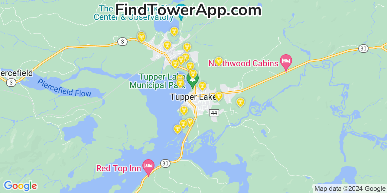AT&T 4G/5G cell tower coverage map Tupper Lake, New York