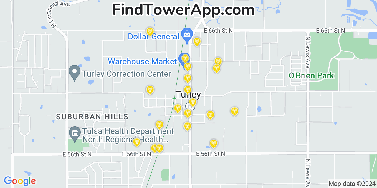 T-Mobile 4G/5G cell tower coverage map Turley, Oklahoma