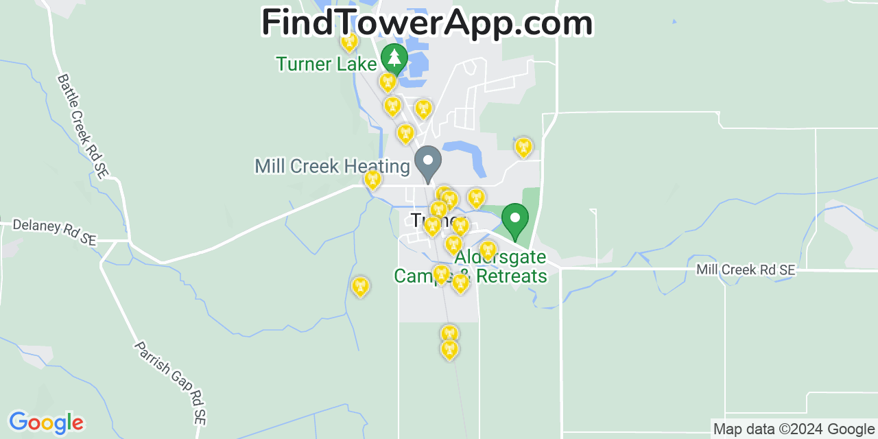 AT&T 4G/5G cell tower coverage map Turner, Oregon