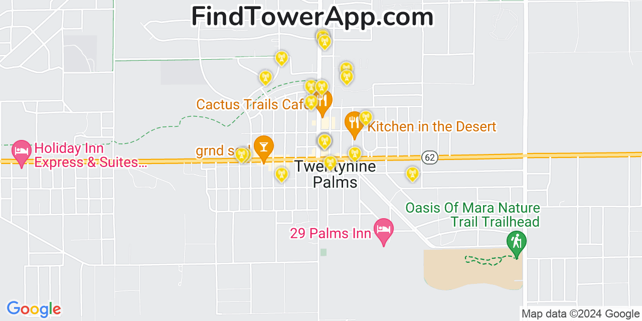 AT&T 4G/5G cell tower coverage map Twentynine Palms, California