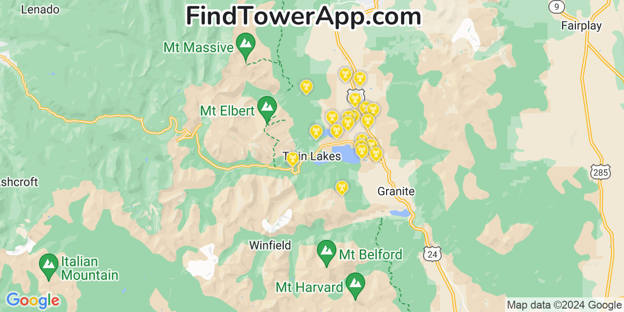 T-Mobile 4G/5G cell tower coverage map Twin Lakes, Colorado