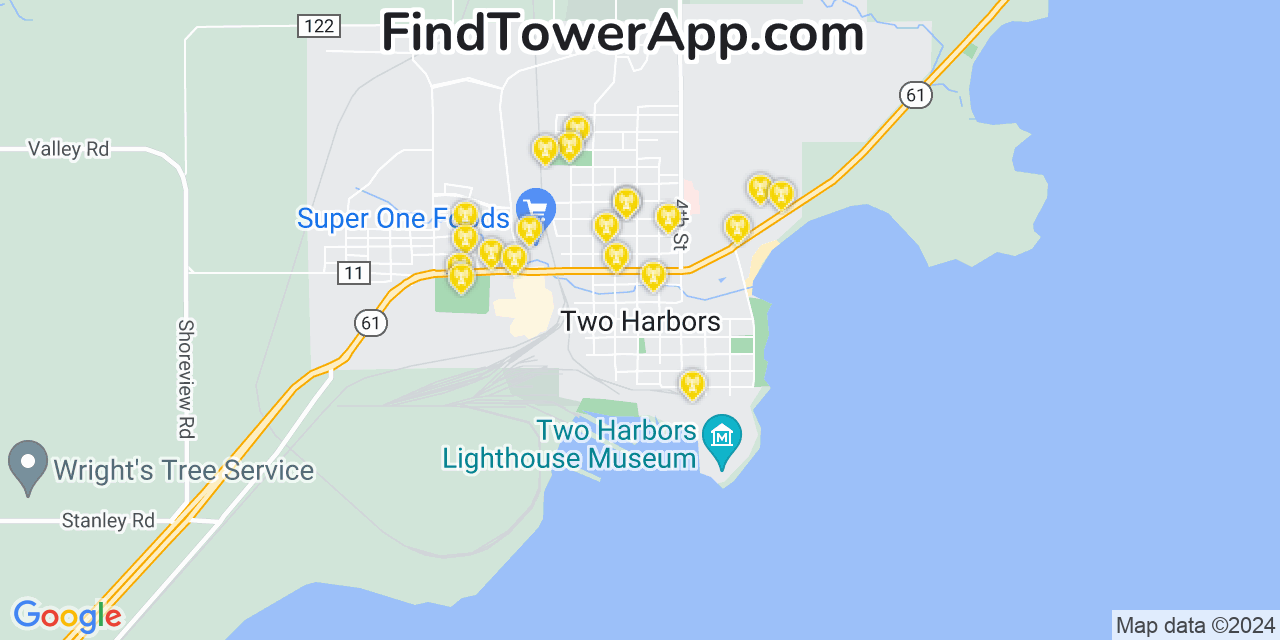 T-Mobile 4G/5G cell tower coverage map Two Harbors, Minnesota