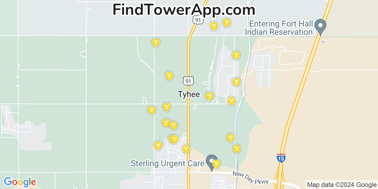 AT&T 4G/5G cell tower coverage map Tyhee, Idaho