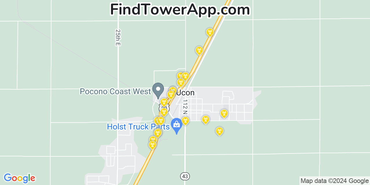 AT&T 4G/5G cell tower coverage map Ucon, Idaho