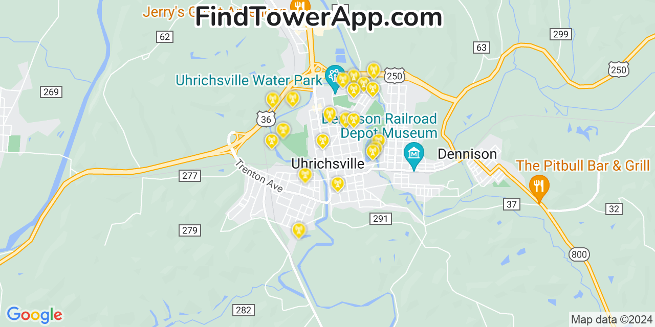 Verizon 4G/5G cell tower coverage map Uhrichsville, Ohio
