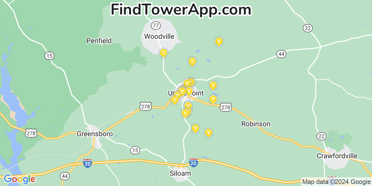 T-Mobile 4G/5G cell tower coverage map Union Point, Georgia