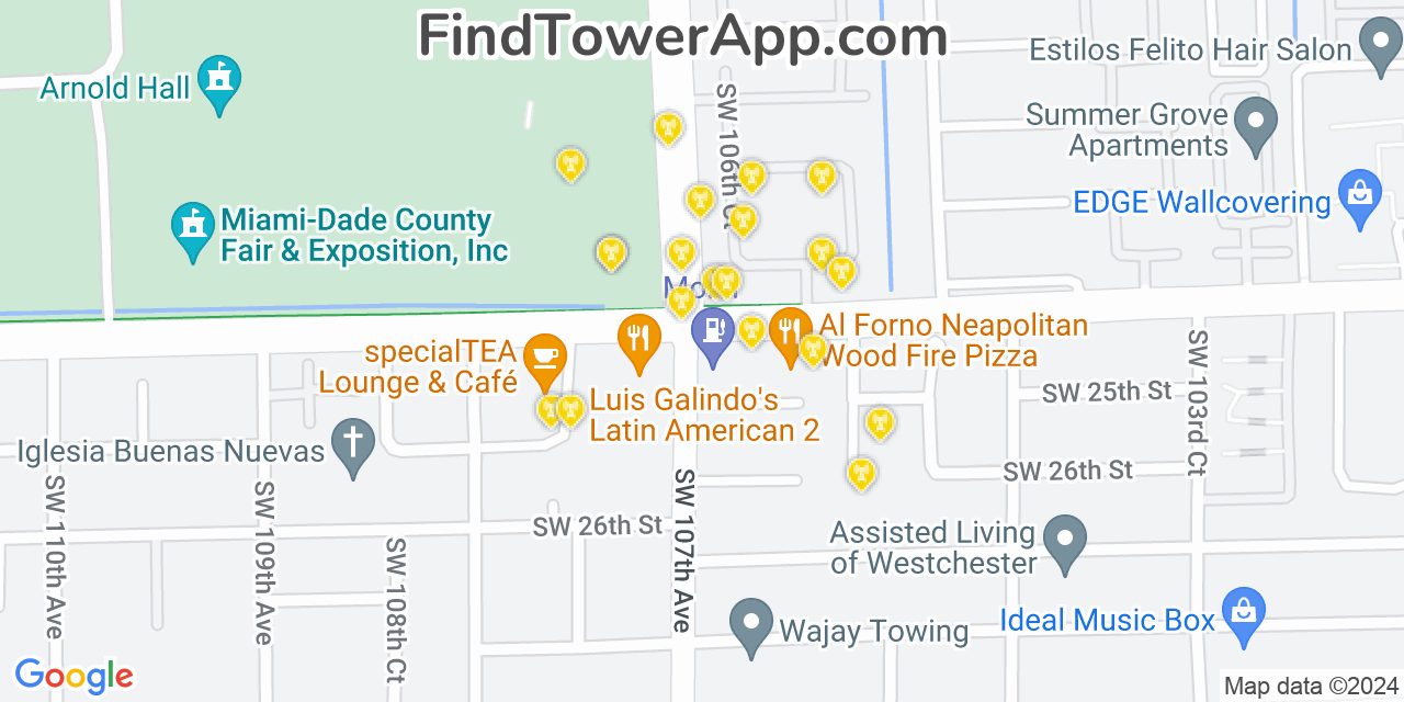 AT&T 4G/5G cell tower coverage map University Park, Florida
