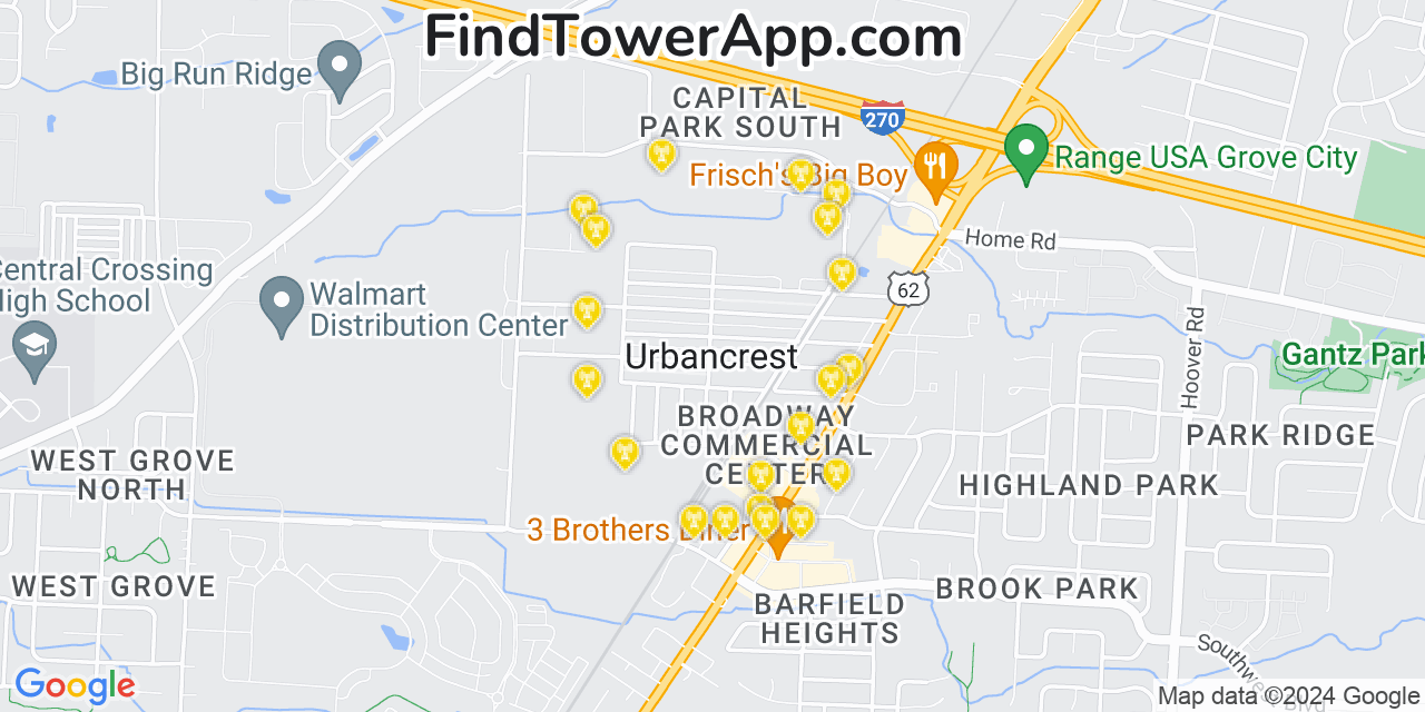 T-Mobile 4G/5G cell tower coverage map Urbancrest, Ohio