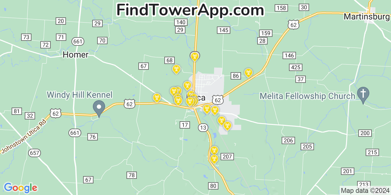 T-Mobile 4G/5G cell tower coverage map Utica, Ohio