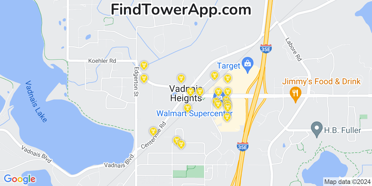 T-Mobile 4G/5G cell tower coverage map Vadnais Heights, Minnesota