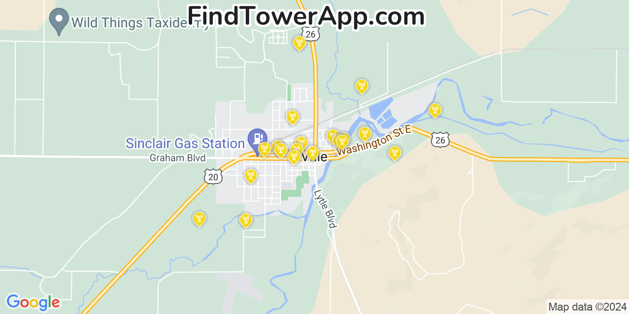 AT&T 4G/5G cell tower coverage map Vale, Oregon