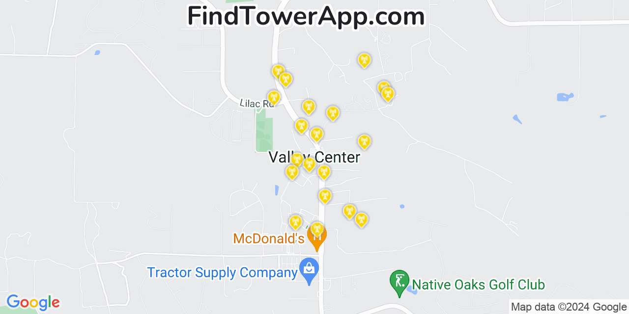 AT&T 4G/5G cell tower coverage map Valley Center, California