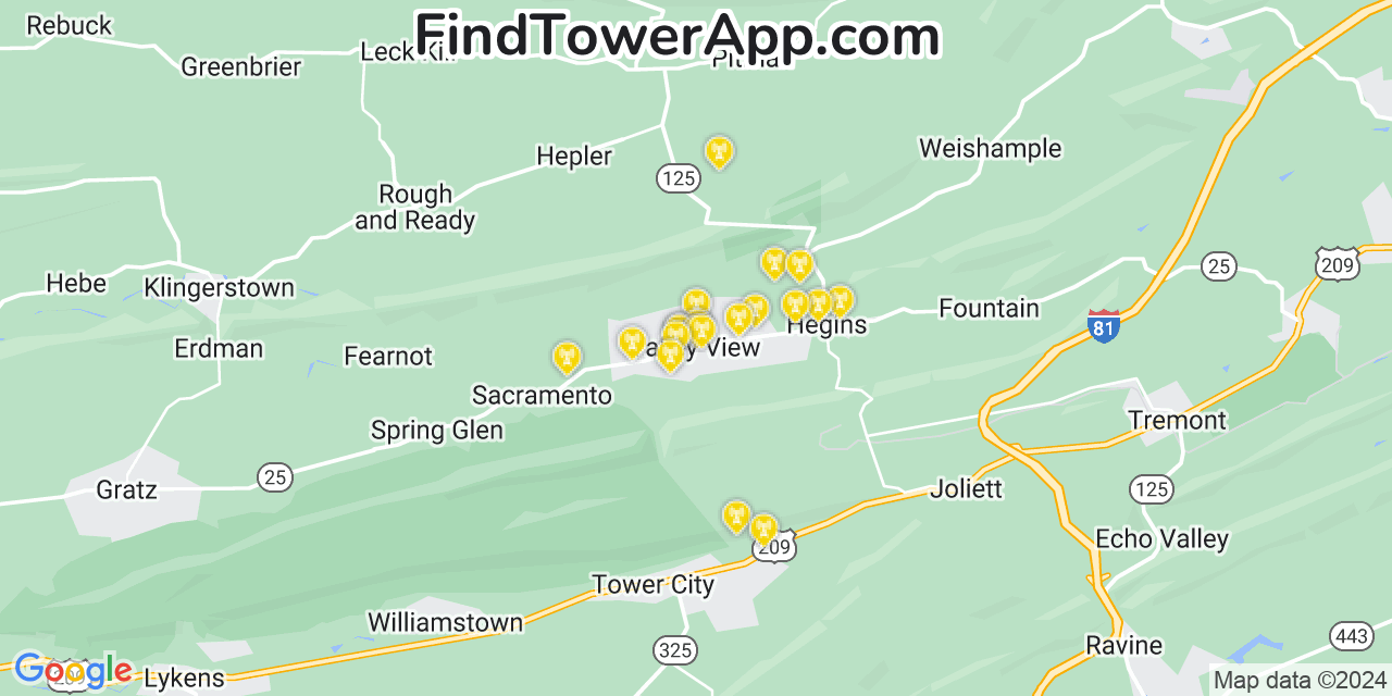 AT&T 4G/5G cell tower coverage map Valley View, Pennsylvania
