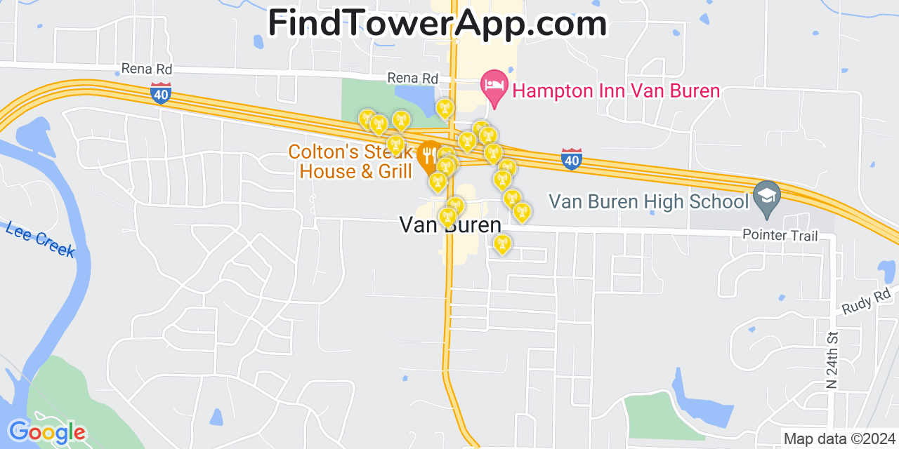 AT&T 4G/5G cell tower coverage map Van Buren, Arkansas