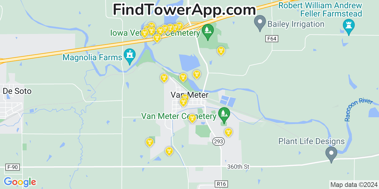 AT&T 4G/5G cell tower coverage map Van Meter, Iowa