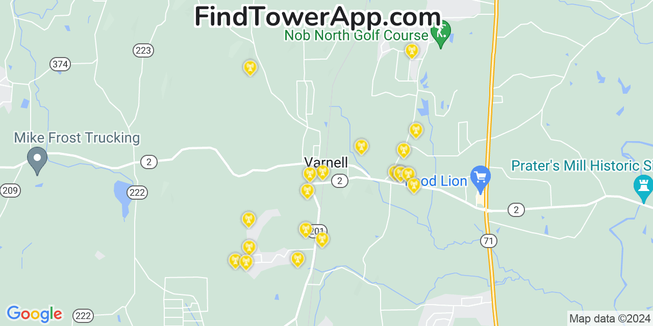 AT&T 4G/5G cell tower coverage map Varnell, Georgia