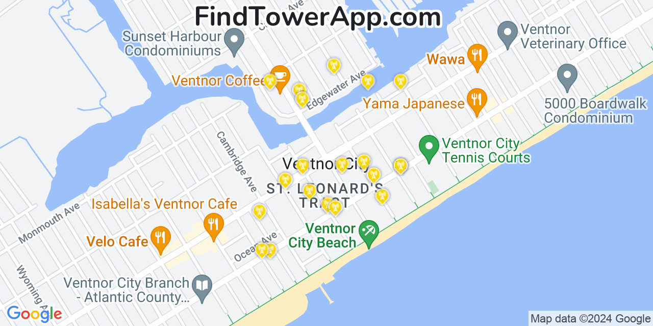 T-Mobile 4G/5G cell tower coverage map Ventnor City, New Jersey