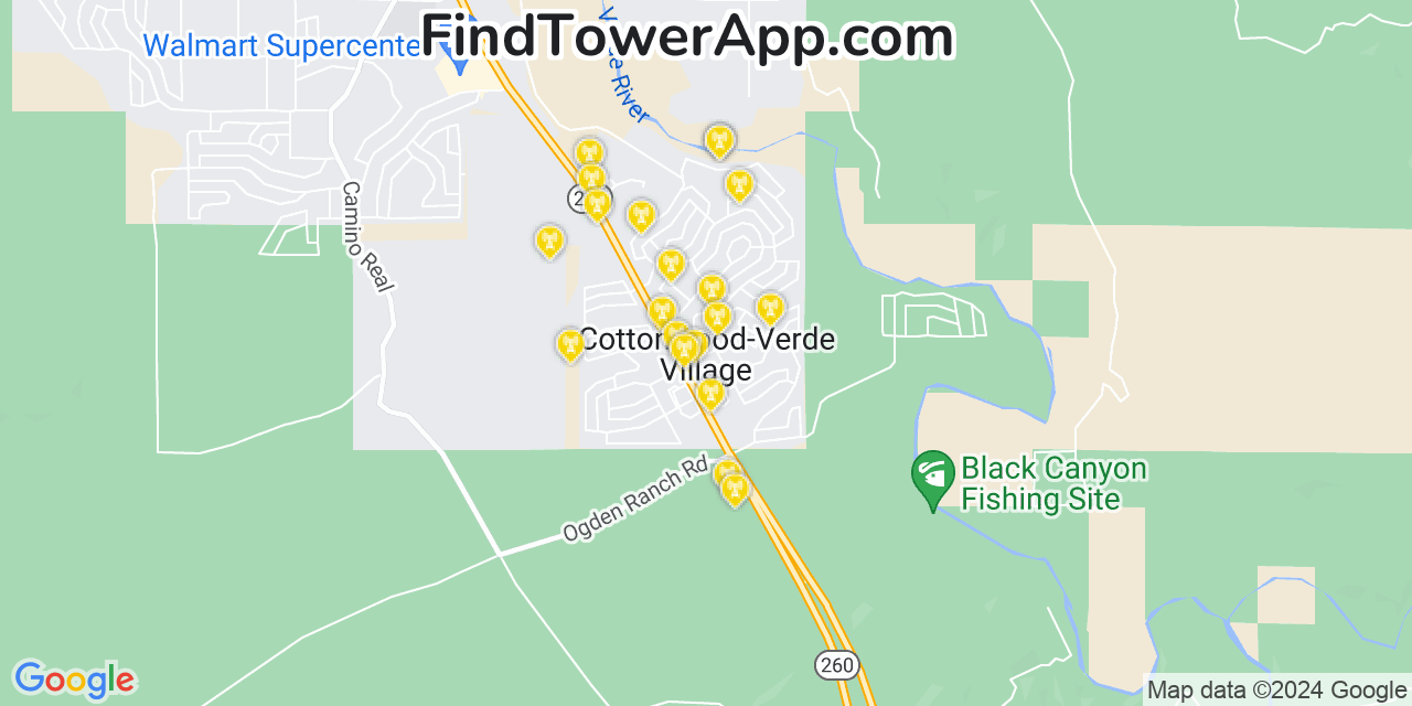 AT&T 4G/5G cell tower coverage map Verde Village, Arizona