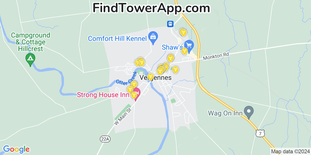 T-Mobile 4G/5G cell tower coverage map Vergennes, Vermont