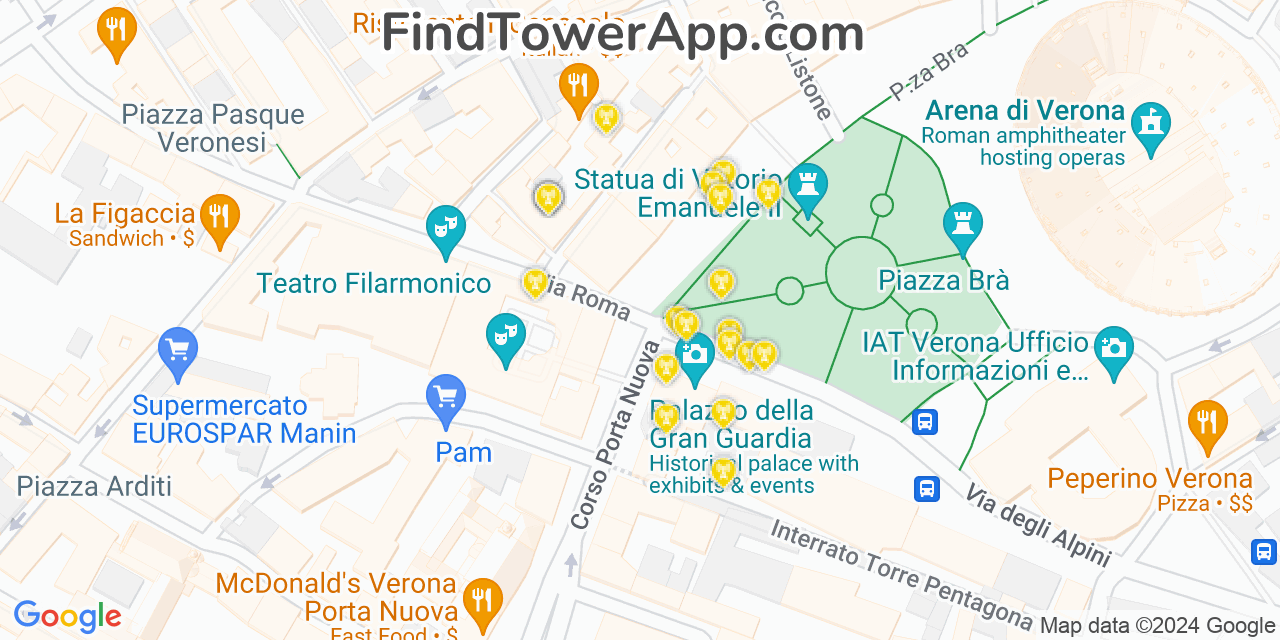 Verona (Italy) 4G/5G cell tower coverage map