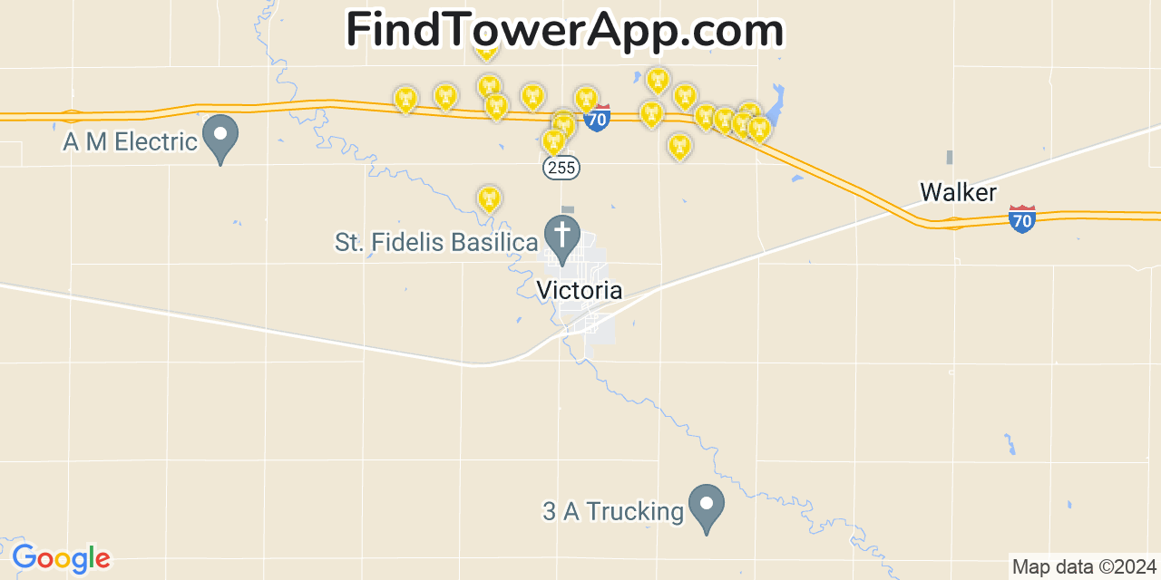 Verizon 4G/5G cell tower coverage map Victoria, Kansas