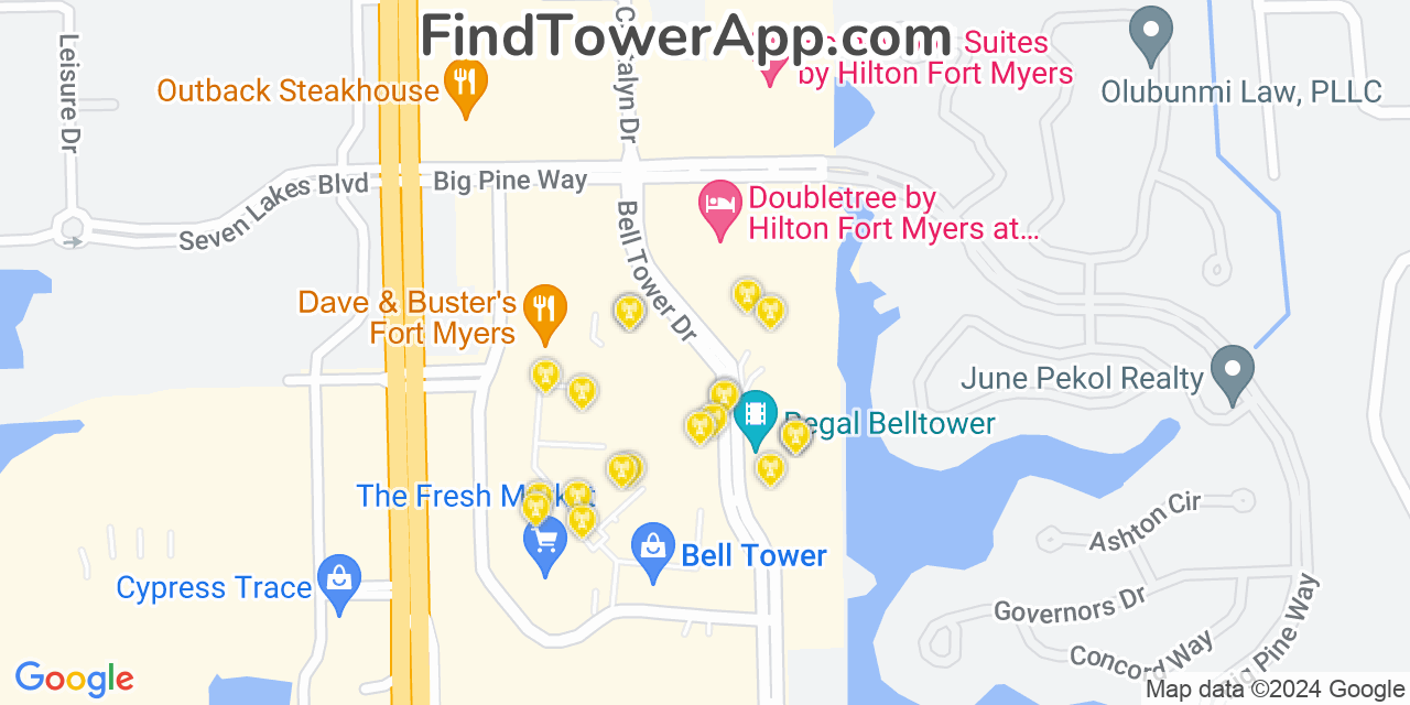 AT&T 4G/5G cell tower coverage map Villas, Florida