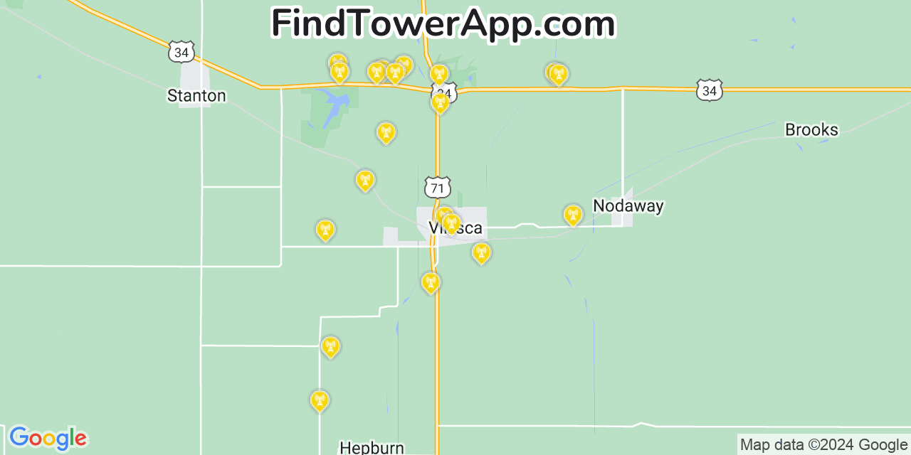 AT&T 4G/5G cell tower coverage map Villisca, Iowa