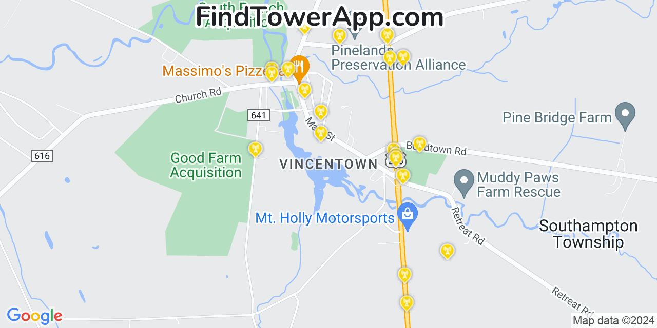 T-Mobile 4G/5G cell tower coverage map Vincentown, New Jersey