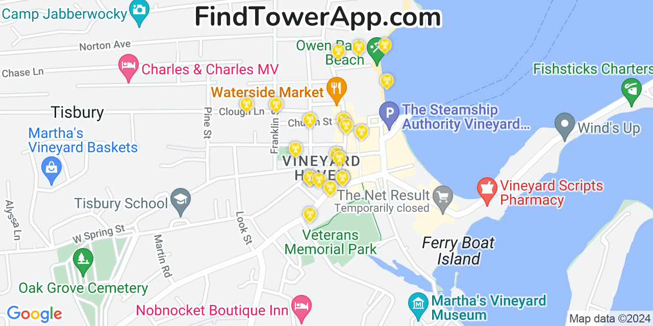 T-Mobile 4G/5G cell tower coverage map Vineyard Haven, Massachusetts