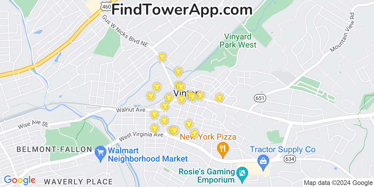 T-Mobile 4G/5G cell tower coverage map Vinton, Virginia