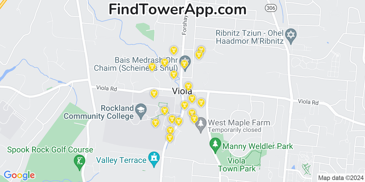 AT&T 4G/5G cell tower coverage map Viola, New York
