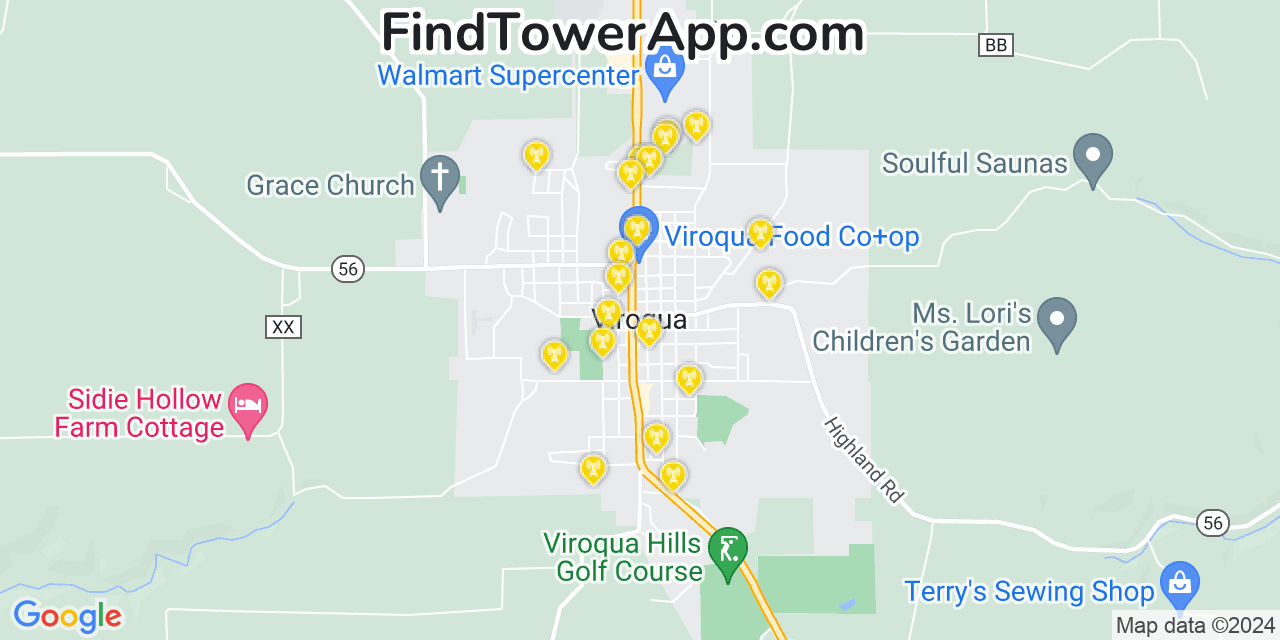 AT&T 4G/5G cell tower coverage map Viroqua, Wisconsin