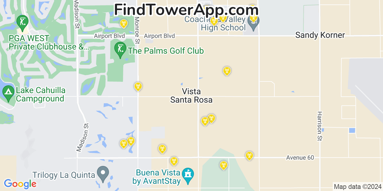 T-Mobile 4G/5G cell tower coverage map Vista Santa Rosa, California