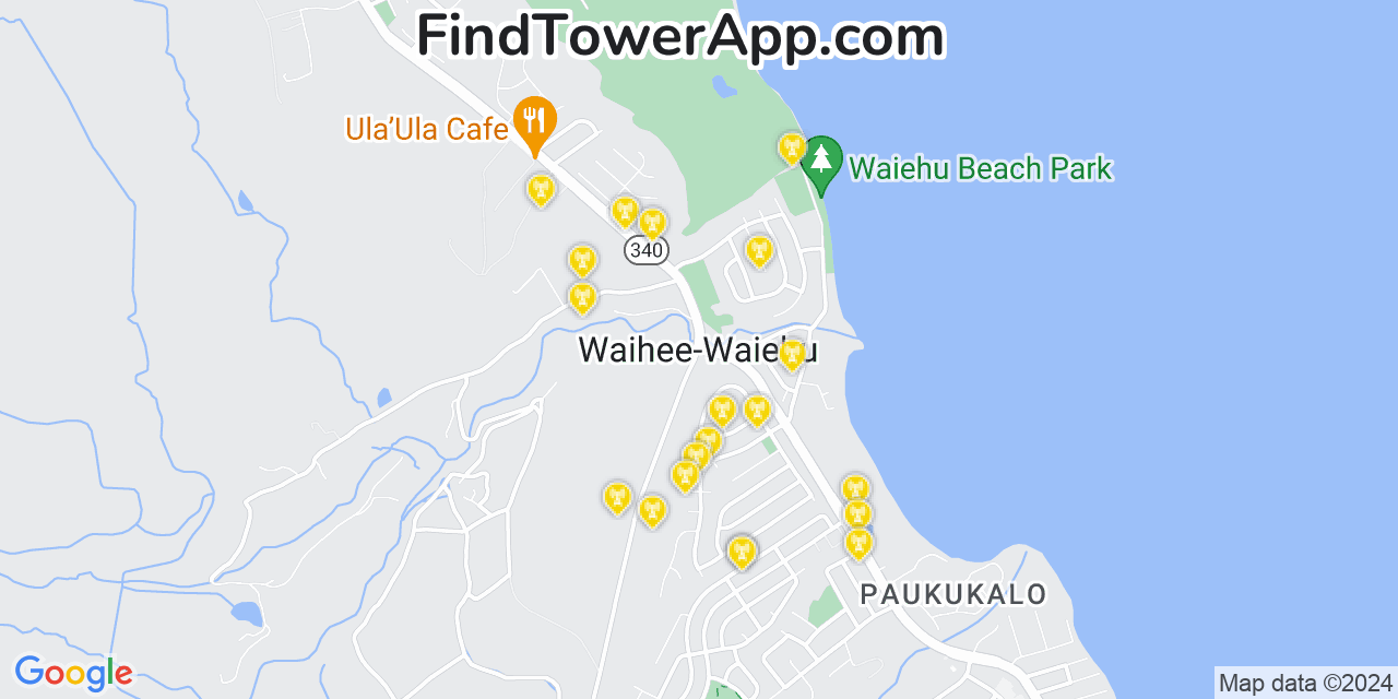 AT&T 4G/5G cell tower coverage map Waihee Waiehu, Hawaii