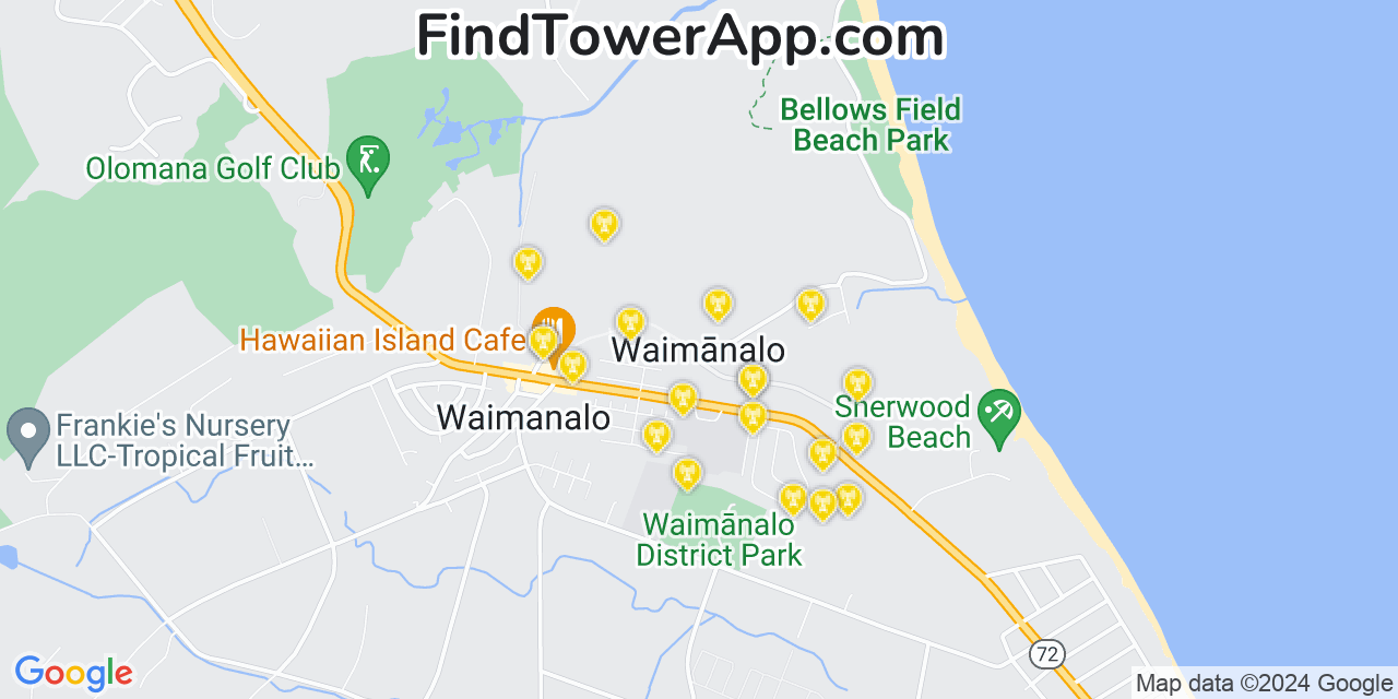 T-Mobile 4G/5G cell tower coverage map Waimanalo, Hawaii