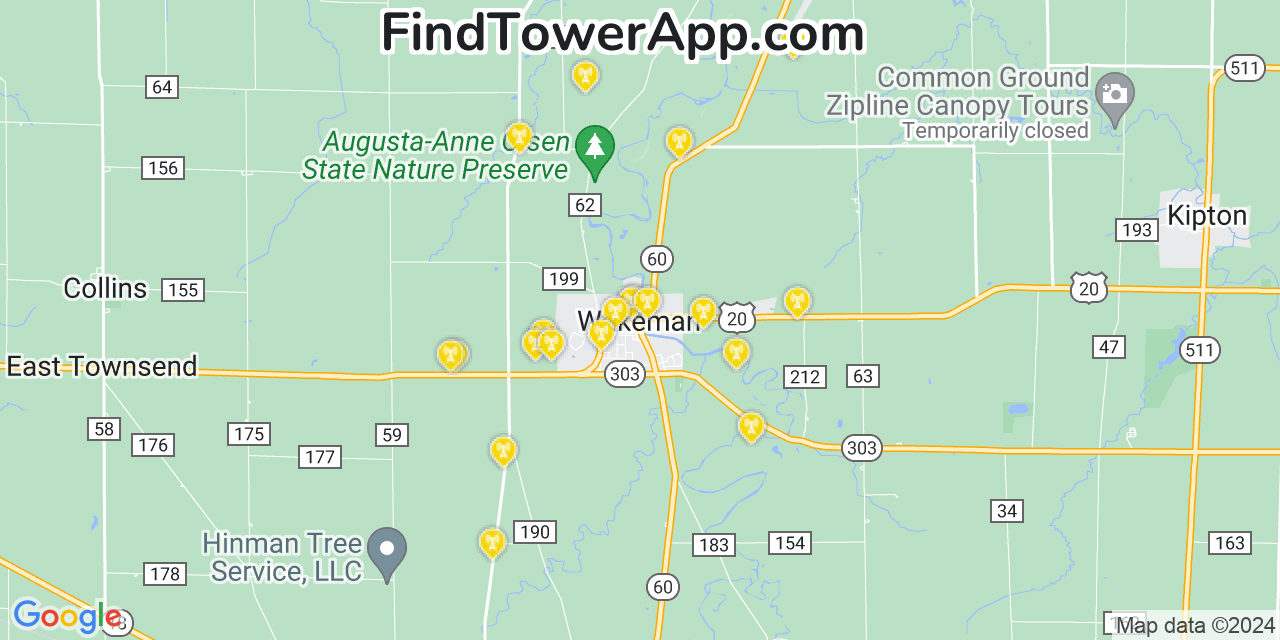 T-Mobile 4G/5G cell tower coverage map Wakeman, Ohio