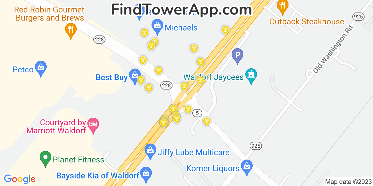 T-Mobile 4G/5G cell tower coverage map Waldorf, Maryland