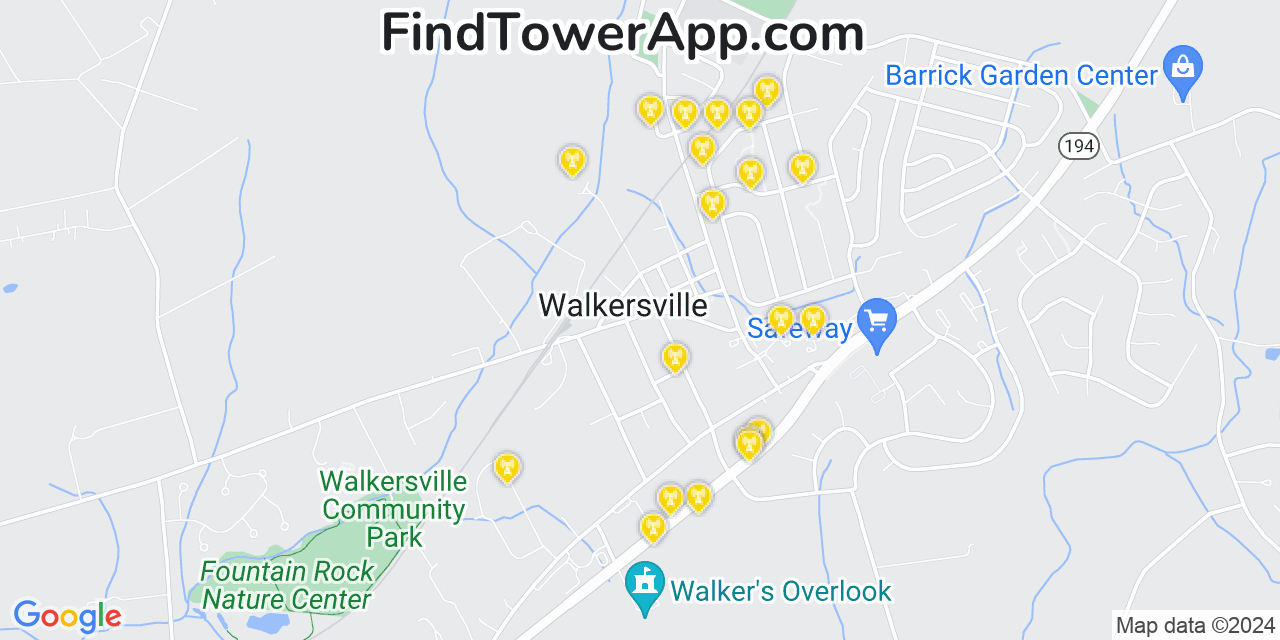 AT&T 4G/5G cell tower coverage map Walkersville, Maryland