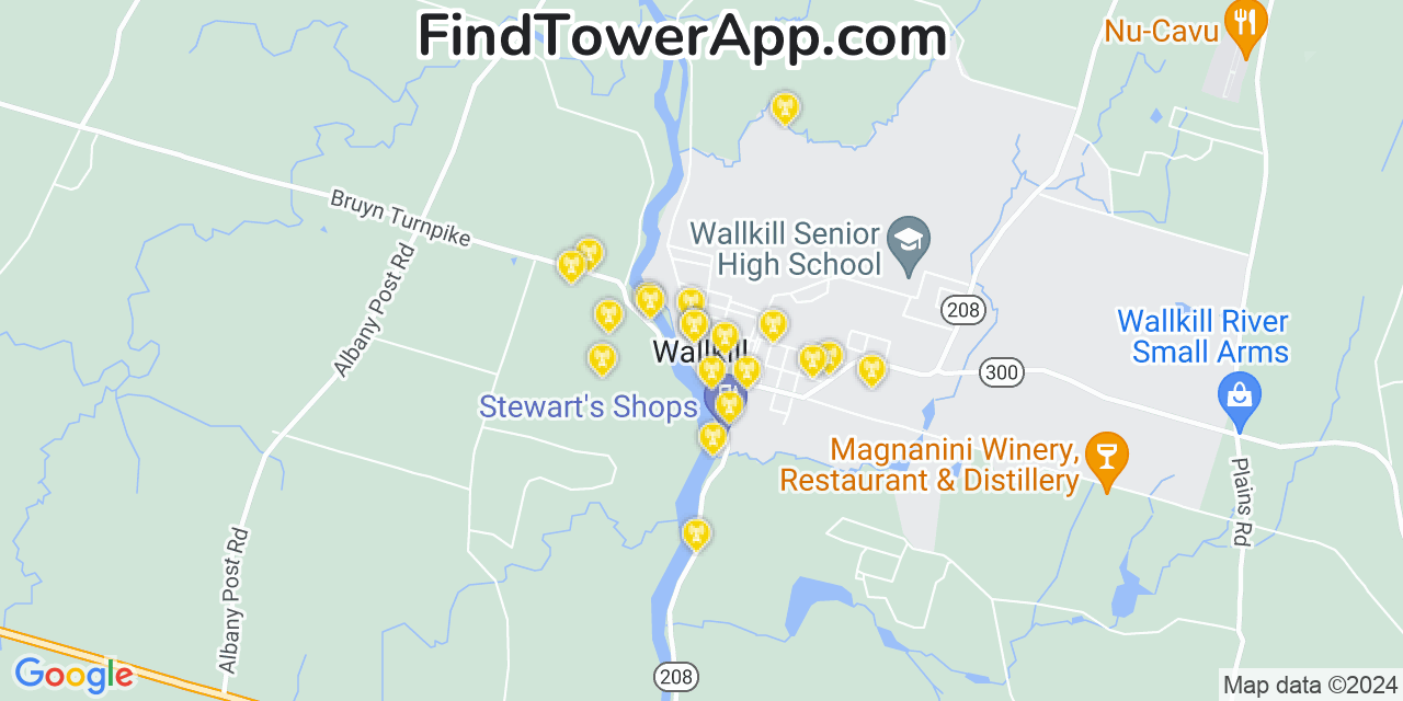 AT&T 4G/5G cell tower coverage map Wallkill, New York